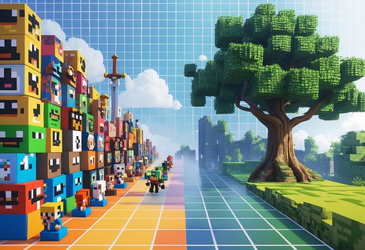 Ilustração mostrando a evolução dos gráficos dos jogos, do visual pixelado e simples à esquerda até imagens ultra-realistas e detalhadas à direita.